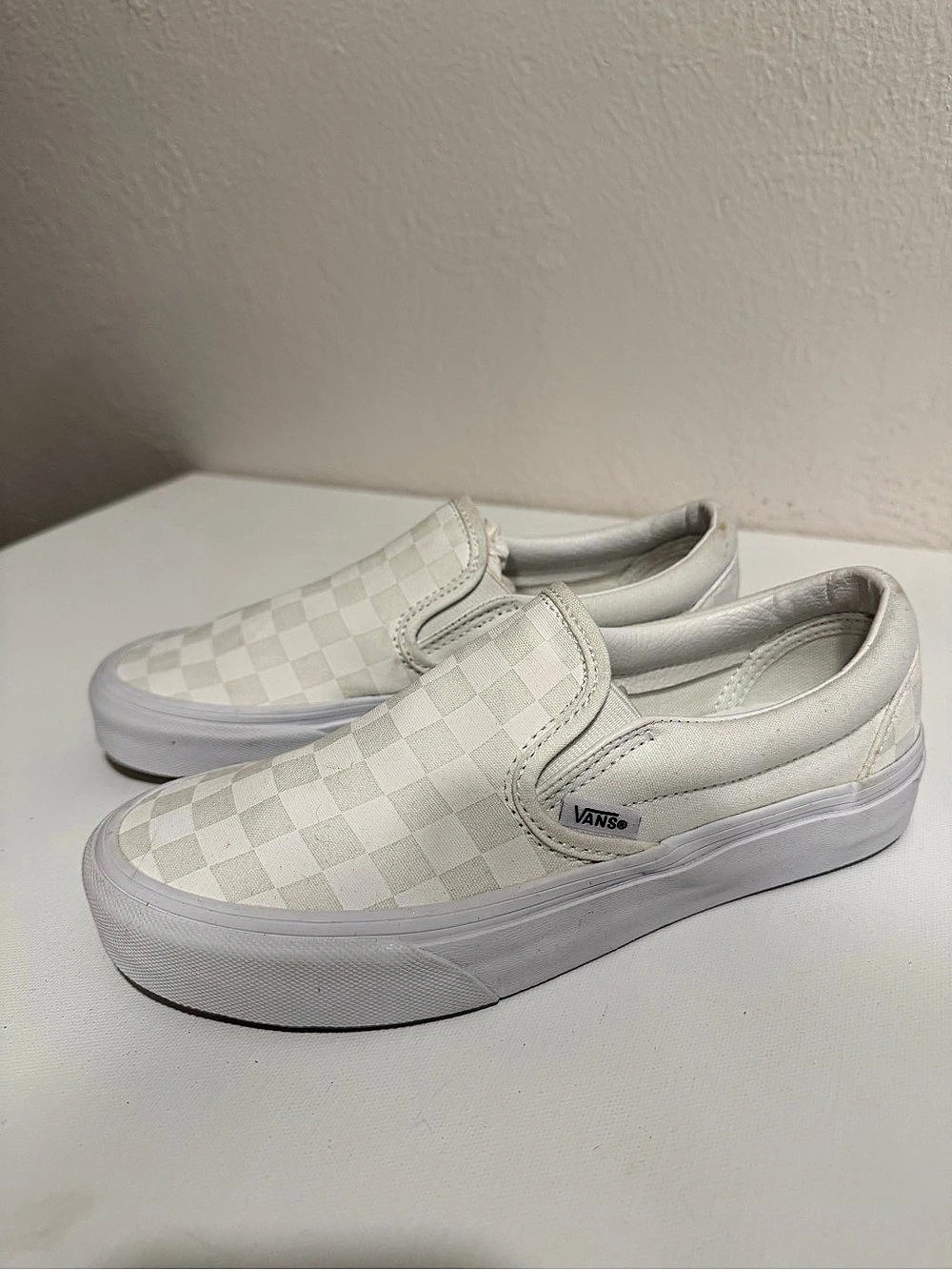 Vans Classic Slip-On Checkered Sneakers White US 5.5